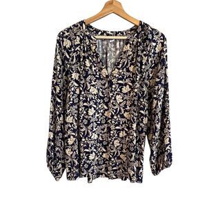 Old Navy Womens Floral Peasant Top Size L Cottagecore Boho Flowy Relaxed Casual